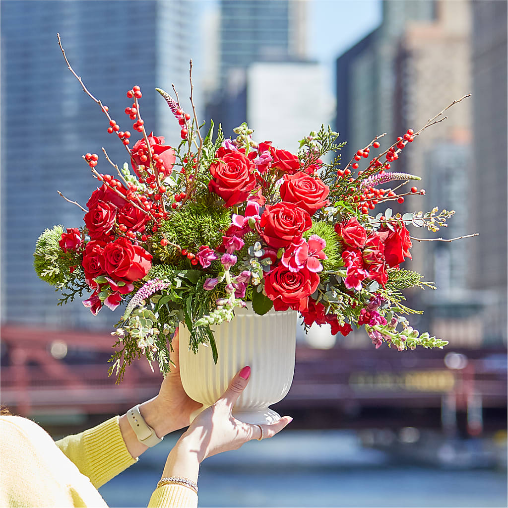 Big Red Bow Bouquet – Lupita Flowers, Novato CA