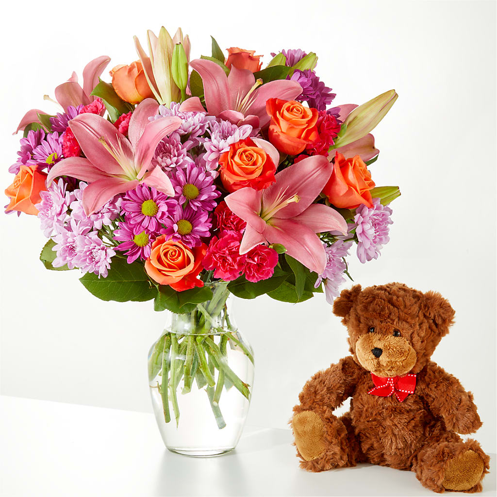 One and Only Bouquet and Bear Bundle – Lupita Flowers, Novato CA