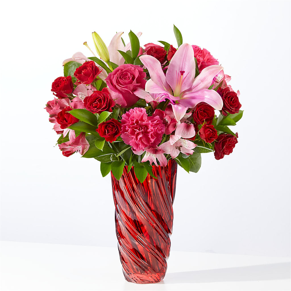 In Love Bouquet with Luxe Swirl Vase – Lupita Flowers, Novato CA