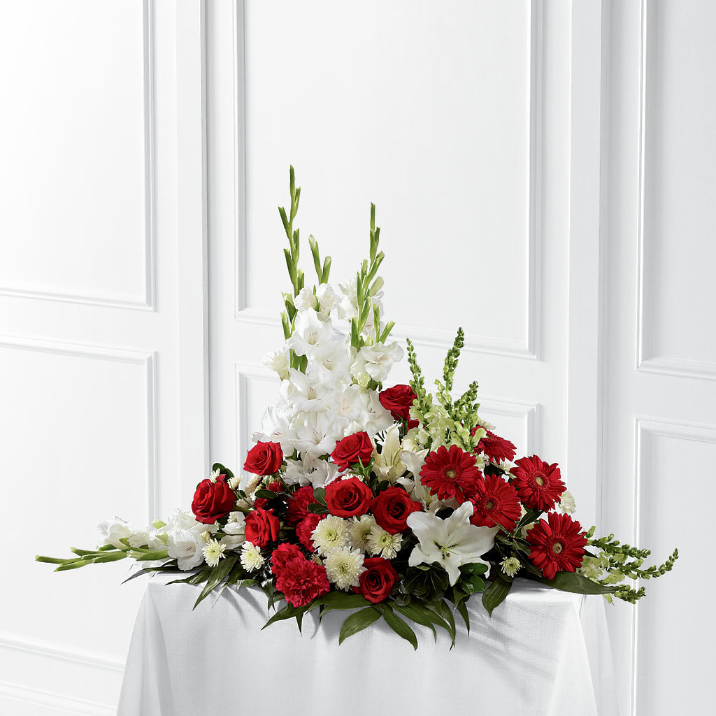 Crimson & White Arrangement – Lupita Flowers, Novato CA