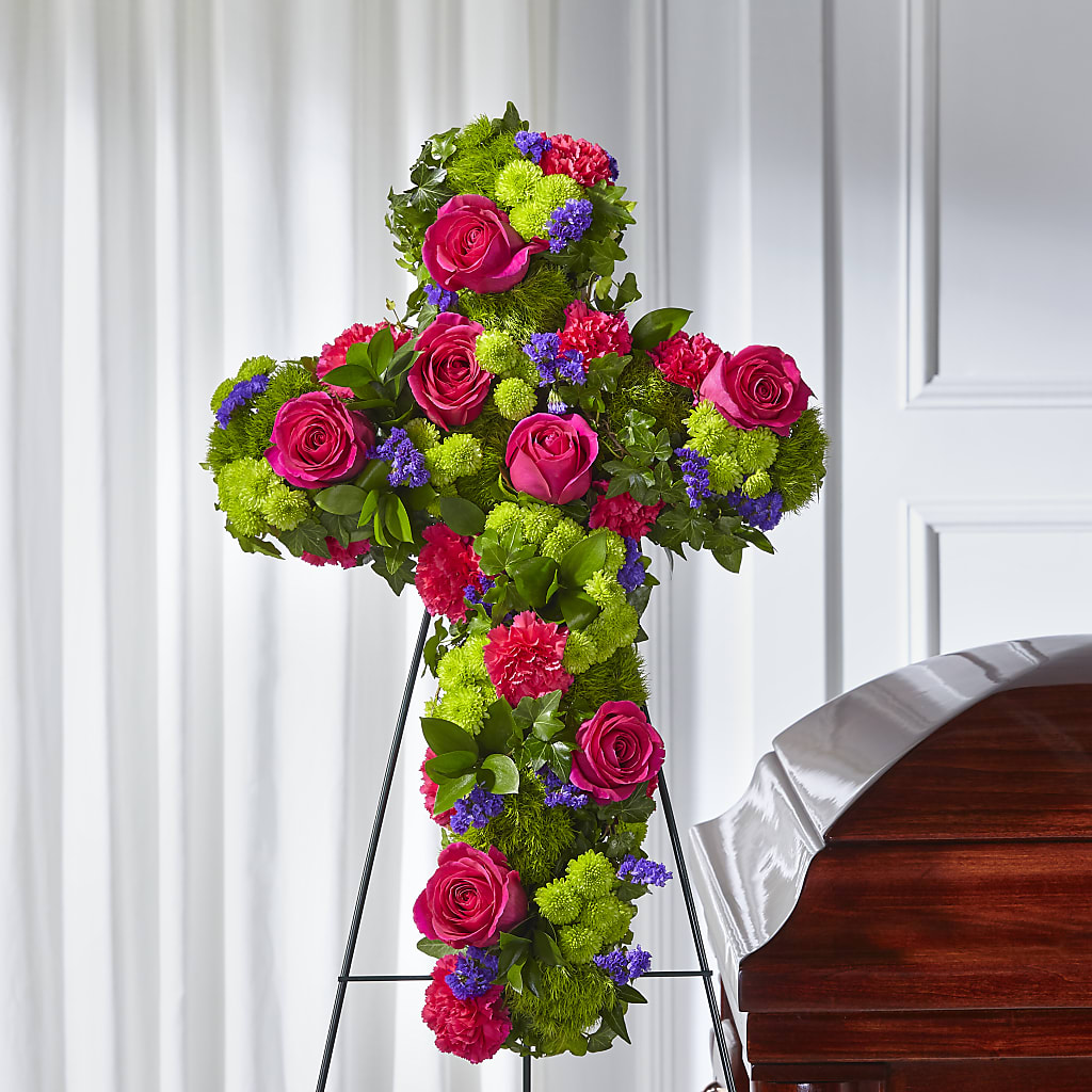Tribute Rose Floral Cross – Lupita Flowers, Novato CA