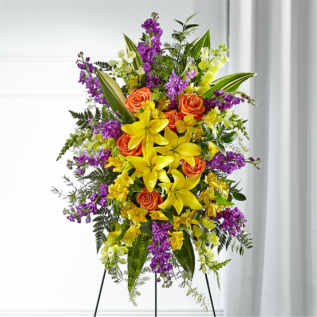 Thoughtful Prayers Standing Spray – Lupita Flowers, Novato CA