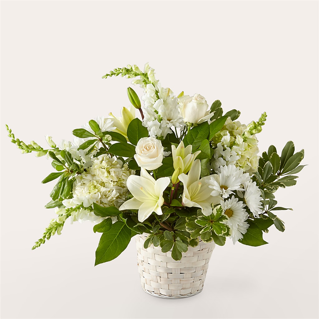 Ivory Elegance Floral Basket – Lupita Flowers, Novato CA