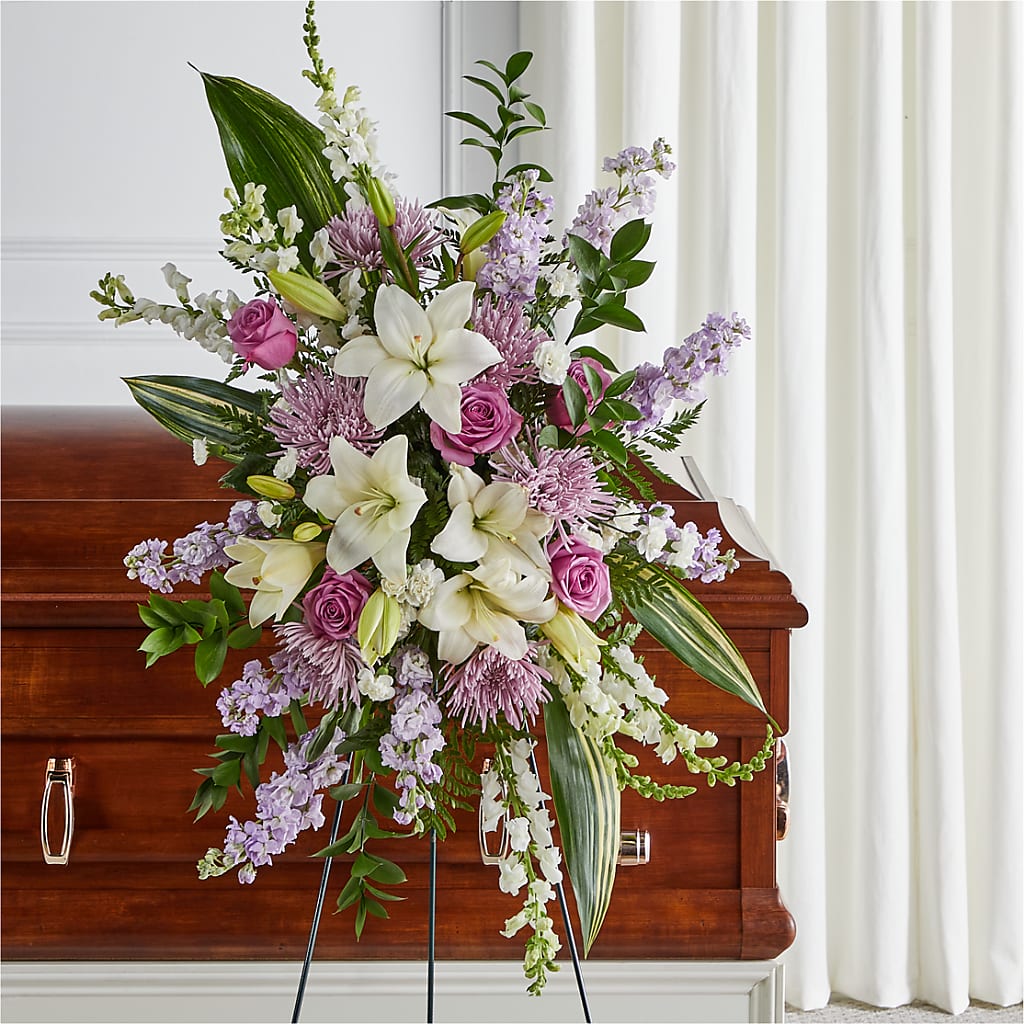 Grateful Hearts Standing Spray – Lupita Flowers, Novato CA
