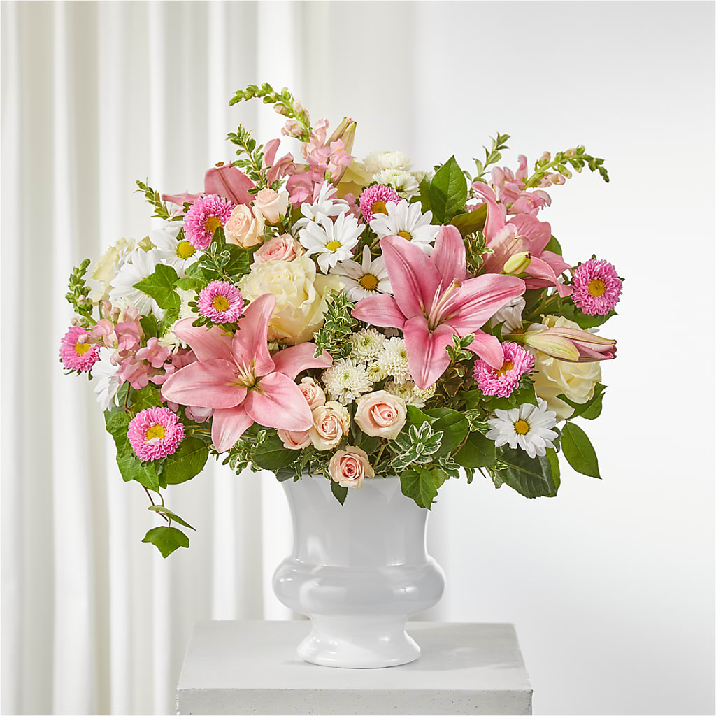 Empathetic Blooms Urn Arrangement – Lupita Flowers, Novato CA