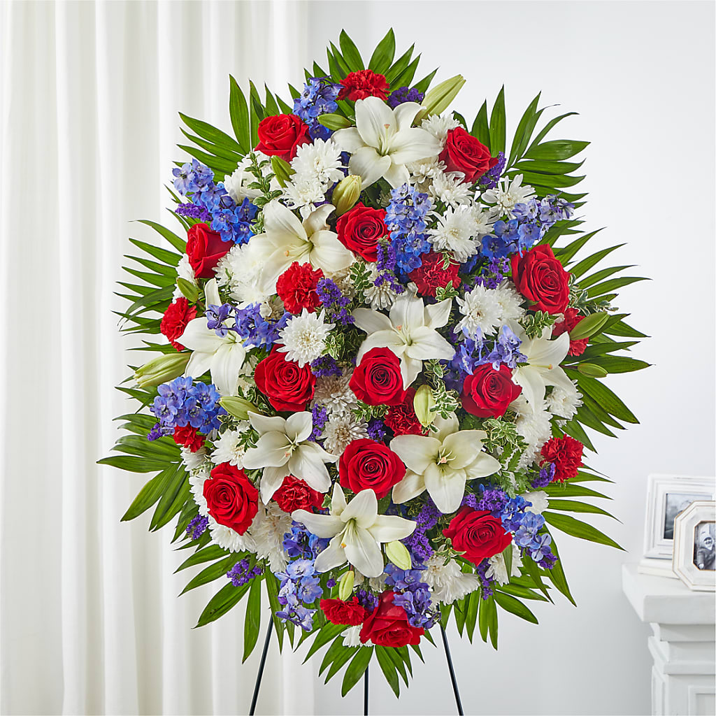 Cherished Service Standing Spray – Lupita Flowers, Novato CA