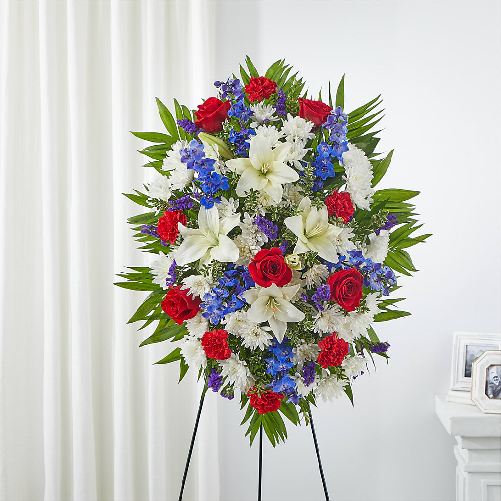 Cherished Service Standing Spray – Lupita Flowers, Novato CA