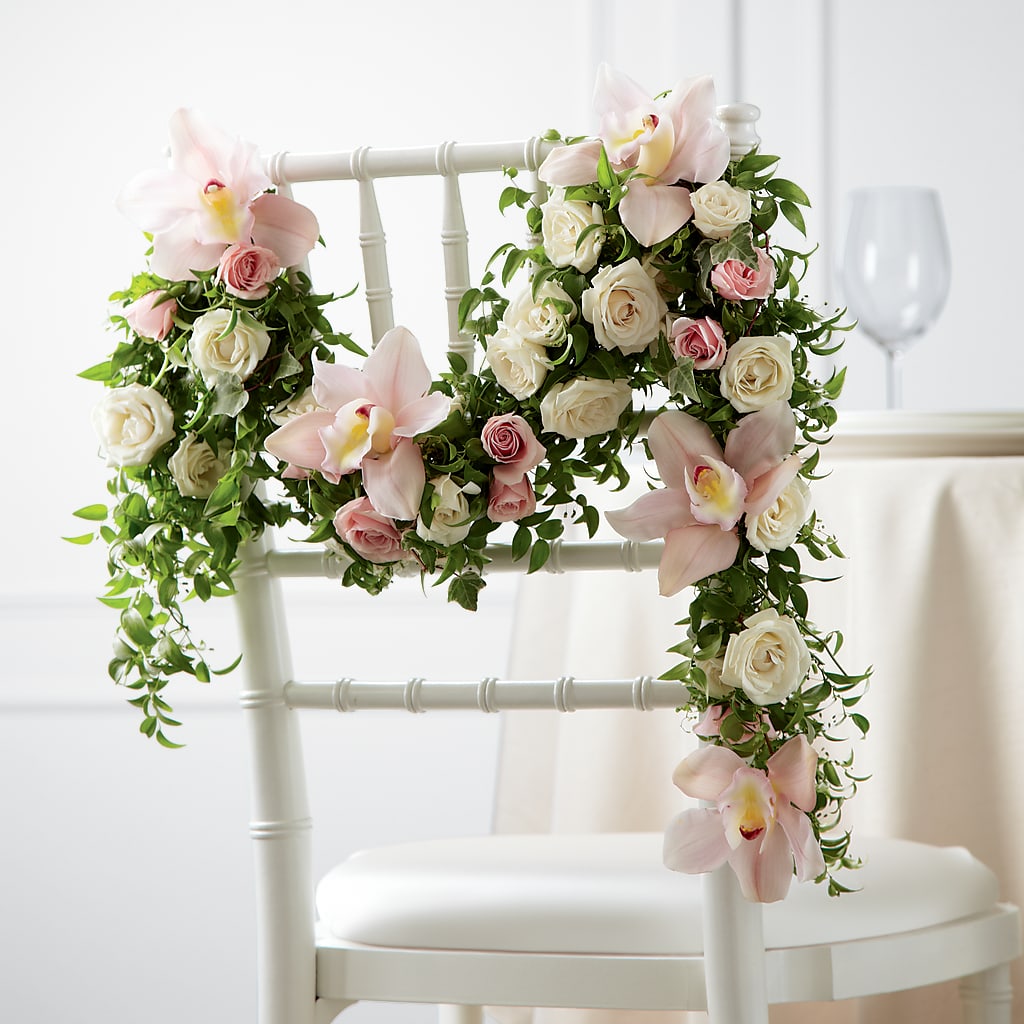 Orchid Rose Chair Décor – Lupita Flowers, Novato CA