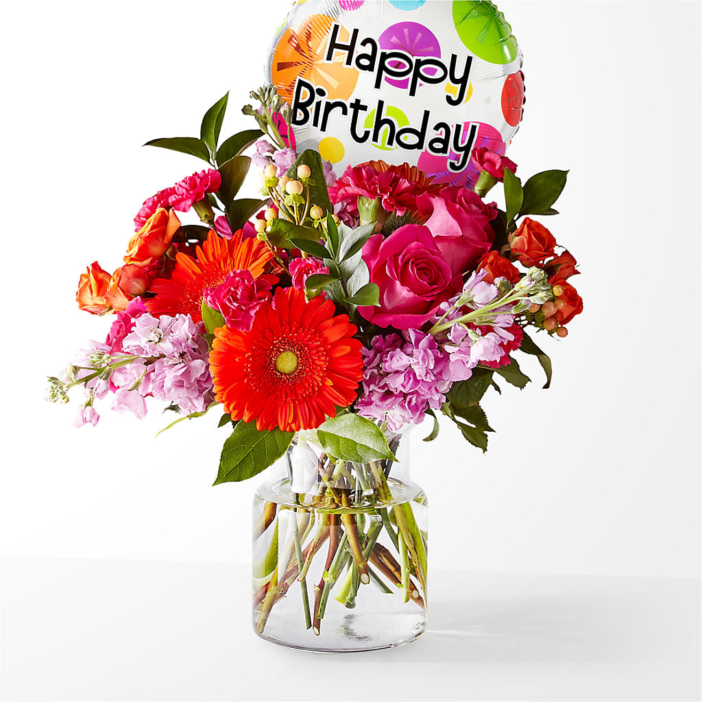 Fiesta Bouquet with Birthday Balloon