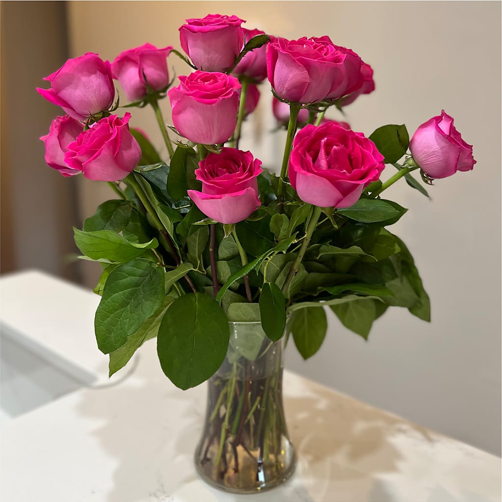 Long Stem Pink Rose Bouquet –  Lupita Flowers, Novato CA