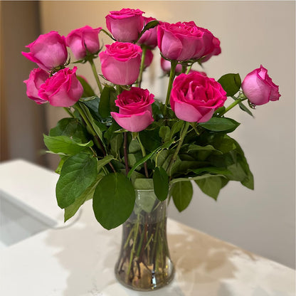 Long Stem Pink Rose Bouquet –  Lupita Flowers, Novato CA
