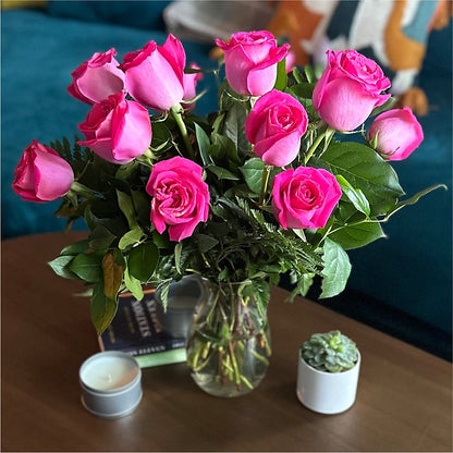 Long Stem Pink Rose Bouquet –  Lupita Flowers, Novato CA
