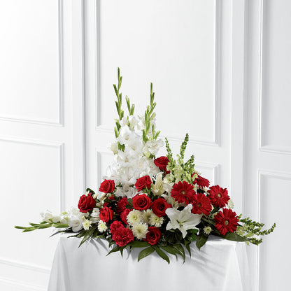 Crimson & White Arrangement –  Lupita Flowers, Novato CA