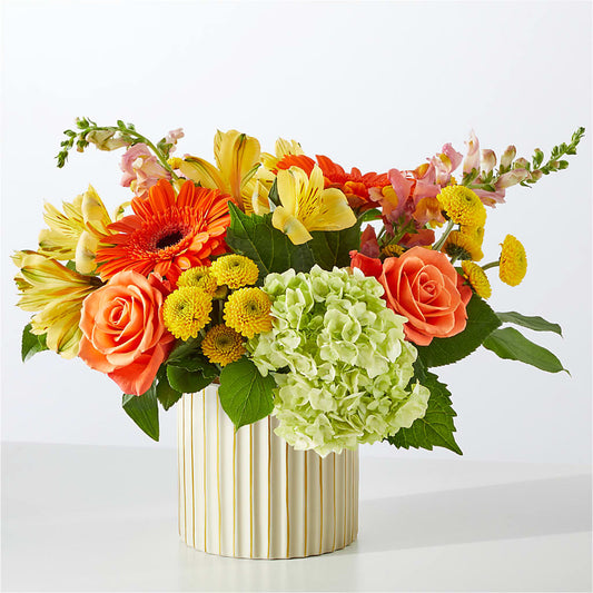 Autumn Sunshine Bouquet with Ivory Vase –  Lupita Flowers, Novato CA