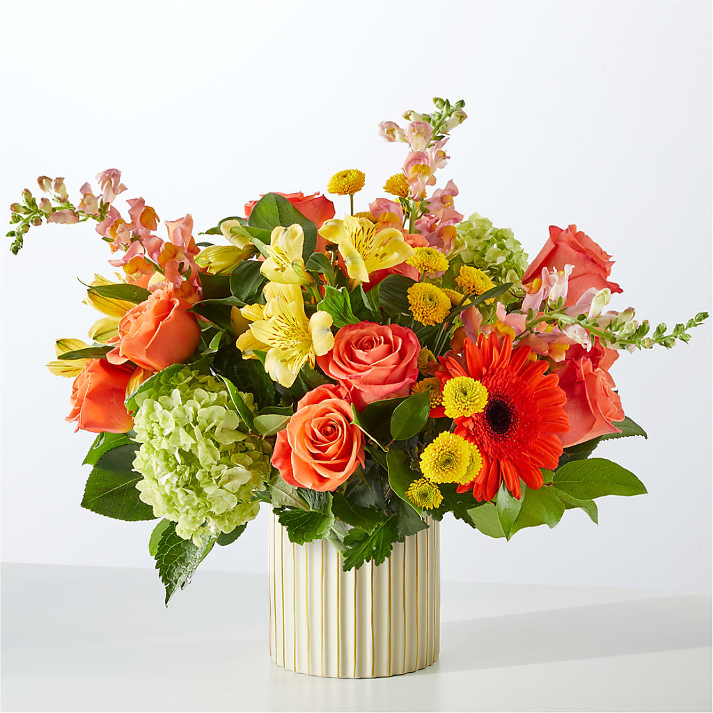 Autumn Sunshine Bouquet with Ivory Vase –  Lupita Flowers, Novato CA