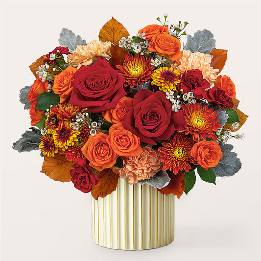Merlot Bouquet with Ivory Vase –  Lupita Flowers, Novato CA