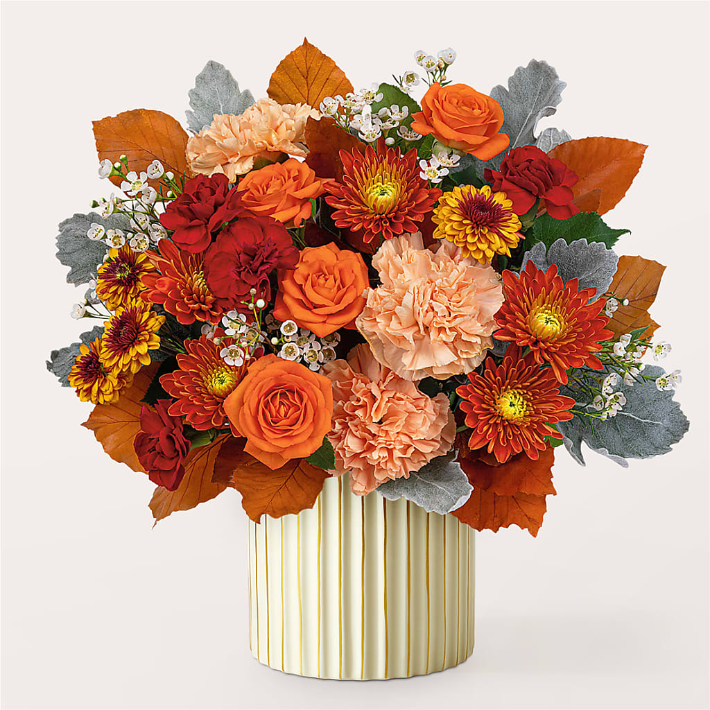 Merlot Bouquet with Ivory Vase –  Lupita Flowers, Novato CA